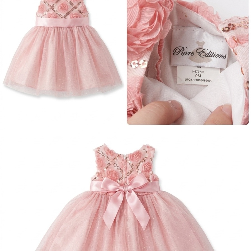 Rare Editions Blush Pink Rosette Tulle Party Dress